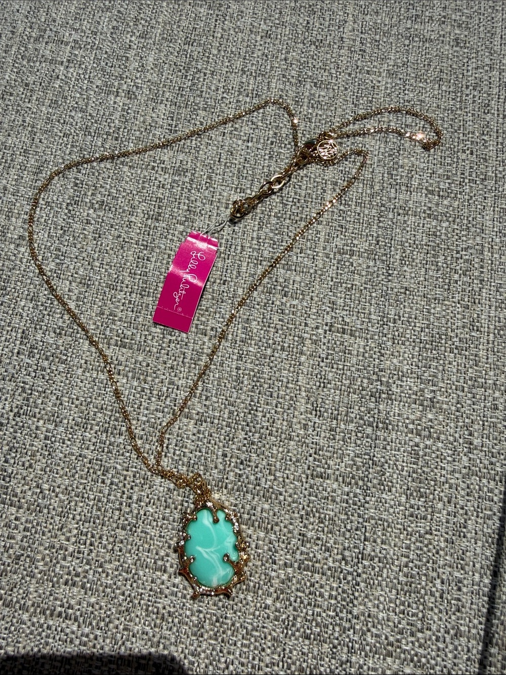 Lilly Pulitzer Gold-Tone Long Necklace with Turquoise and mini diamonds Pendant
